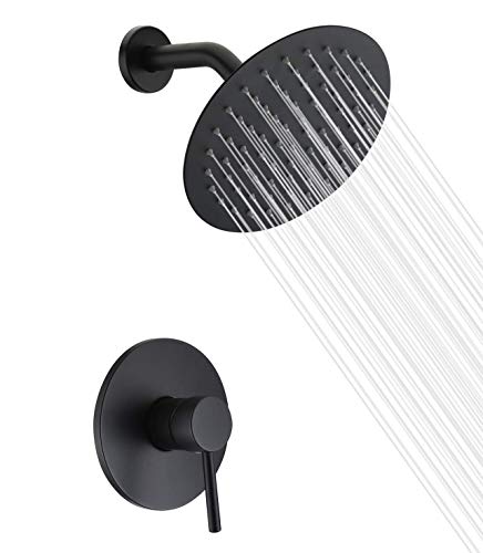 sumerain Black Shower Faucet, Matte Black Shower Fixtures Shower Mixer, Rough-in Valve Included - color: Matte Black, size: Solid Brass Valve