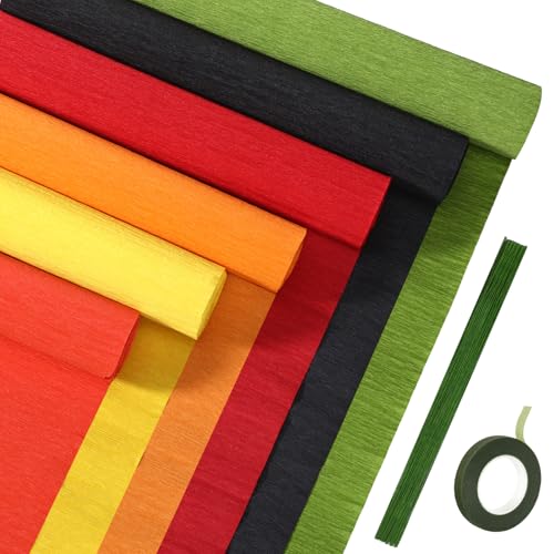 Gersoniel 57 Pcs Crepe Paper DIY Kit for Flower Making, Bright - color: Bright