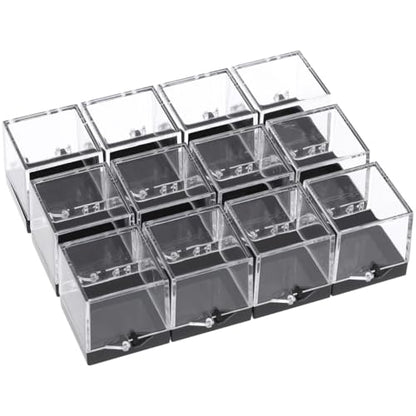 Cabilock 12 pack Mineral Specimen Box Clear Specimen Display Cases for Rock Samples 1.37 X 1.37 X 1.37 in Transparent Storage Cubes for Mineral Display and Collection