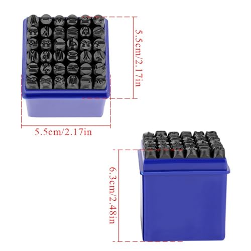 MOPFOL 36 Pcs 6mm Carbon Steel Letter Number Stamp Set - Metal Wood Leather Engraving Punch Tools with Carrying Case