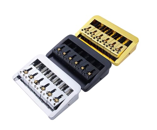 Guyker Adjustable Guitar Bridge 10.5mm String Space with Copper Fixed Saddles and Zinc Block Replacement Part for 6 String Electric Guitar (GG2006, Gold) - color: Golden