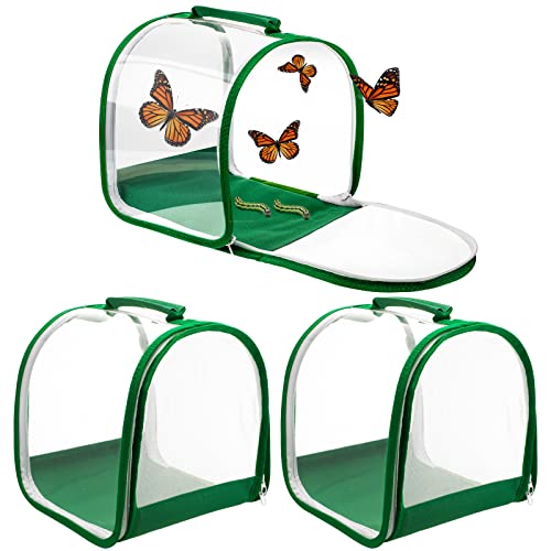 Sratte 3 Pcs Small Butterfly Habitat Insect Mesh Cage Caterpillar Terrarium