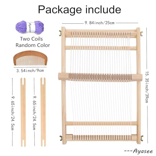 Ayasee Wooden Weaving Loom, Multi-Craft Weaving Frame to Handcraft for Beginners, 15.35x9.84in/39x25cm