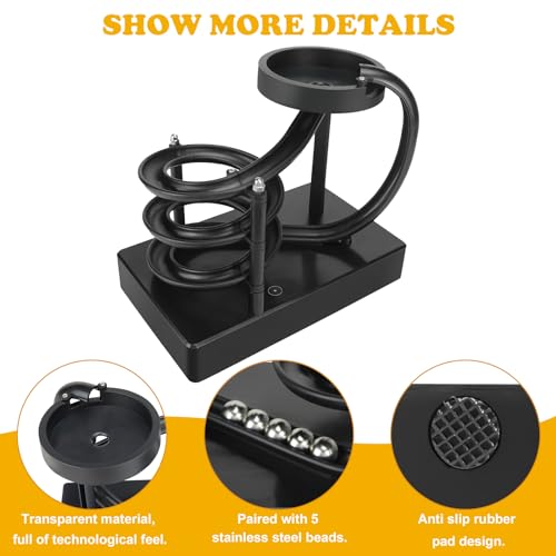 Kinetic Art Perpetual Motion Marble Machine for Home Office, Non-Stop Rolling Ball Toys Science Physics Gadget, Newtons Desktop Decoration Toys for Unisex Children Adult(Black)