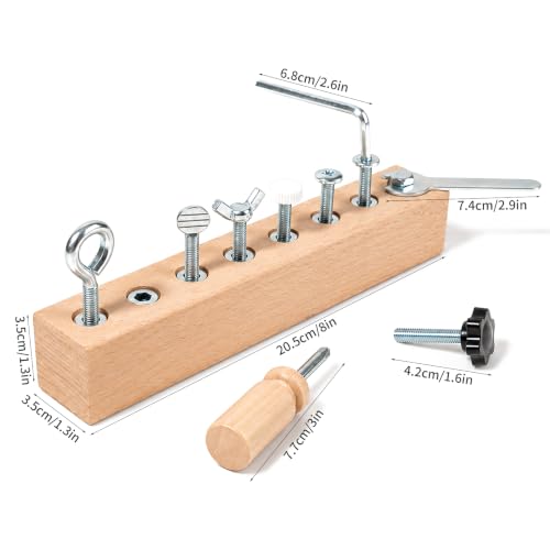 Mosstessori Screwdriver Set,Wooden Nuts and Bolts Toy for Kids Ages 3-5