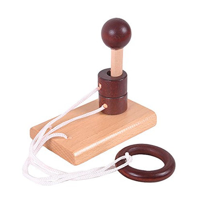 KINGOU 4 Pack Classic Wooden Rope Puzzle Set Ring Puzzles String Solution Central Brain Teaser for Adults/Kids Game