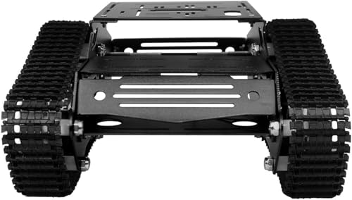 Smart Robot Car Chassis Kit Full Metal Big Tank Chassis with 2WD Motors for Arduino Raspberry Pi Jetson Python DIY Smart Car Learning Kit (Black, with Encoder Motor) - color: Black1