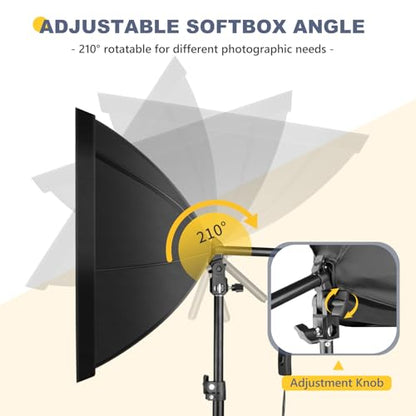 Torjim Softbox Photography Lighting Kit | 20" X 20" & 85W LED Studio Light - color: 20 inches