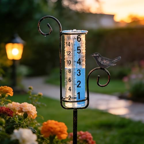 Rain Gauge Outdoor, Hummingbird Rain Gauge for Lawn, Yard and Garden - color: Hummingbird