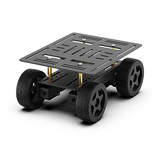 LewanSoul 4WD Smart Chassis Car Kit with Aluminum Alloy Chassis, TT Motor, 66mm Wheels, Robotic Moving Platform (Black, Unassembled)