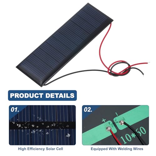 MECCANIXITY 5 Pcs 5.5V 0.33W 60mA Mini Solar Panels, Small Polycrystalline Solar Cell Panel with 2 Cable for DIY Electric Toy Materials Kits Charger, 90mm x 30mm - style: 5.5V 0.33W 60mA