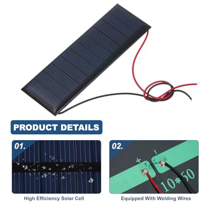 MECCANIXITY 5 Pcs 5.5V 0.33W 60mA Mini Solar Panels, Small Polycrystalline Solar Cell Panel with 2 Cable for DIY Electric Toy Materials Kits Charger, 90mm x 30mm - style: 5.5V 0.33W 60mA