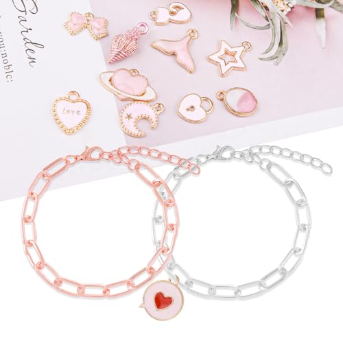 tiggell 20Pcs Chain Bracelets Kit, Alloy Link with Lobster Clasps - color: Silver & Rose Gold