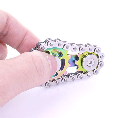 Fidget Spinner, Sprocket Linkage Bike Chain Spinner Design 2 Gears Figity Spin Finger Games, Metal Stainless Steel Durable Mechanics, Premium Figit Toy - Colorful - color: Colorful