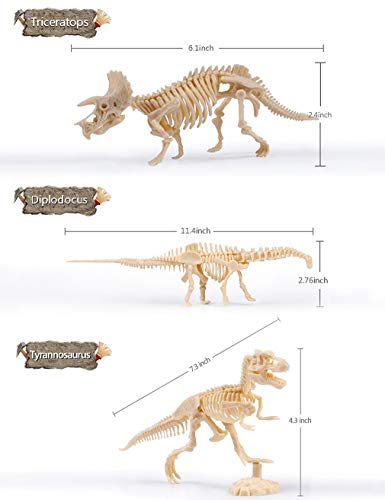 Dinosaur Excavation Kits for Kids,Dino Dig Kits T-Rex,Triceratops and Diplodocus,Dinosaur Fossil Excavation Kits,Children's Popular Science Education Toys - Dinosaur DIY Toys（Three-piece Suit）