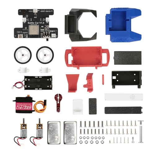 2-in-1 Football & Battle Robot Car Kit, ESP32 APP-Remote Control Battlebolt Car Fighting Robot Toy for Kids Wireless Gameplay Robotics STEM Science Kit Birthday Gift for Boys Girls Age 8+ (One Kit) - color: Red