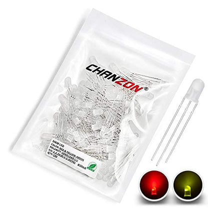 CHANZON 100 pcs 5mm Red & Yellow-Green Diffused LED Lights Common Anode - color: C) Red & Yellow-green (Ca) (100pcs)