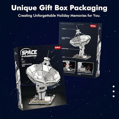 Sosuy Space Exploration Radio Telescope Building Blocks Set, STEM Toys for Boys 8+, Satellite Communication Base Model, Space-Themed Kit for Kids Adult Teens Girls Display - style: Space Array
