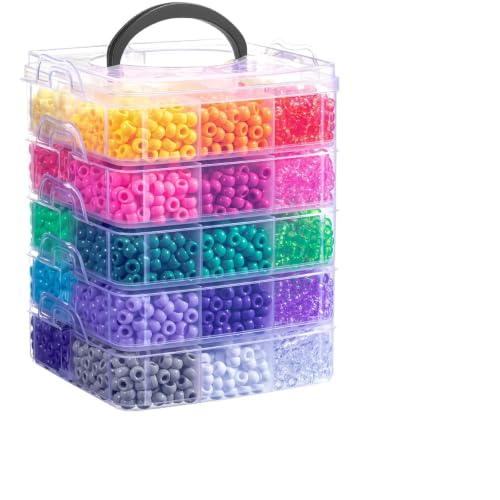 Simetufy 6000Pcs Pony Beads 30 Colors Kandi Beads Bulk for Bracelet Making