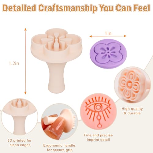 30 Pcs Polymer Clay Stamps Set, Boho Mandala Floral Leaf Patterns