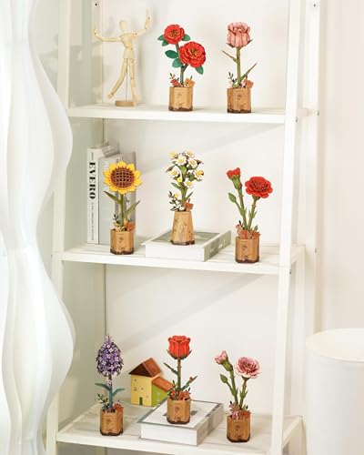 Rowood 3D Puzzles for Adults, DIY Wooden Flower Building Block Set Craft Kit,Mother's Day/Valentine's Day/Teacher's Day/Thanksgiving/Christmas/Birthday Gift for Mom/Grandma-Chamomile - style: Chamomile