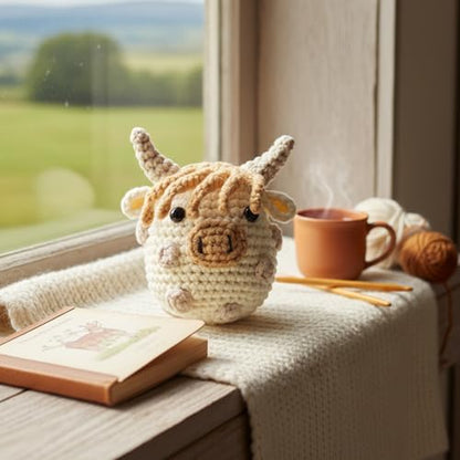 CrochetBox Polka Dot Highland Cow Crochet Kit for Beginners, Adults - color: Polka Dot Highland Cow