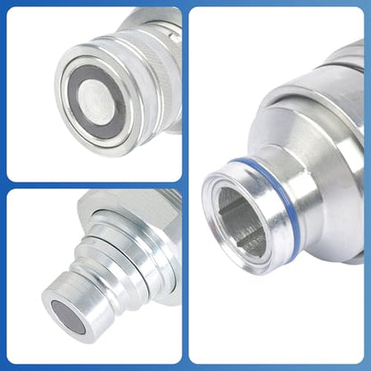 7246802 7246799 Hydraulic Coupler Kit, Male and Female Flat Face Quick Connect Set with 48mm Thread for Bobcat Skid Steer Loaders