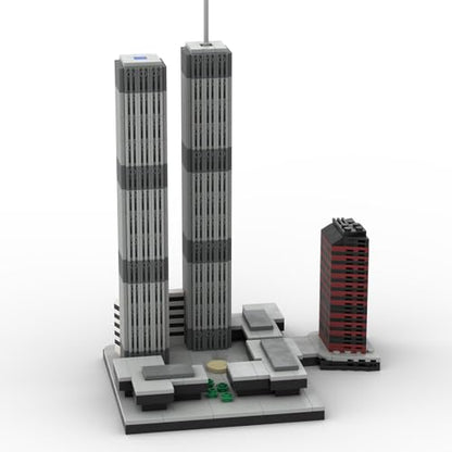 World Trade Center Building Blocks Set for Adults, 982PCS 1/2000 World Famous Landmark Street Scene Building Bricks Set, DIY Assembly New York Architecture Model Gift - style: World Trade Center