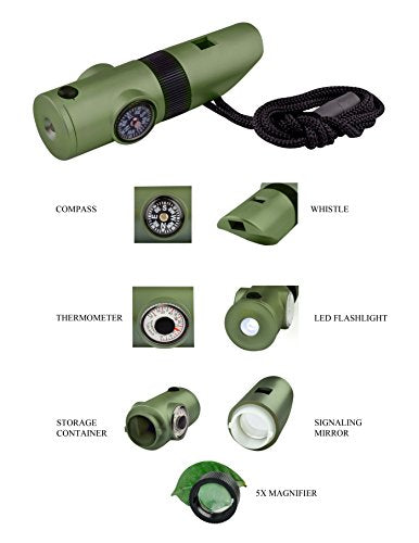 SE 7-IN-1 Green Survival Whistle - CCH7-1G