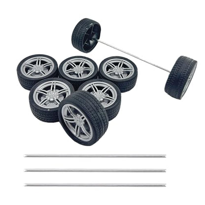 8PCS Toy Car Wheel RC Car Rubber Tire Wheel with Metal Shaft Axles for RC Car Truck DIY Model Toy Building Projects (3x40mm) - style: 3x40mm