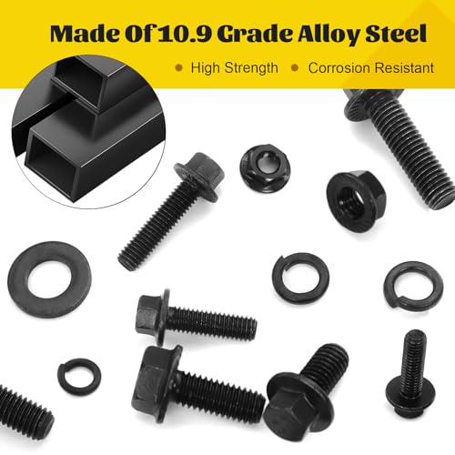 288PCS M6 M8 M10 Flange Bolt Assortment Kit, Length 12/16/20/25/30 mm - size: M6 M8 M10 288pcs