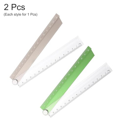 HARFINGTON 2pcs Folding Straight Ruler 30cm Metric Aluminum Alloy Protractor Foldable Angle Ruler Geometric Measuring Tool for Architects Artists Office, Gold/Green - color: Gold/Green