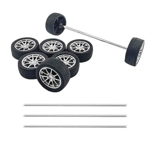 8PCS Toy Car Tire RC Car Rubber Tire with Metal Shaft Axles for RC Car Truck DIY Model Toy Building Projects (2.5x28mm) - style: 2.5x28mm