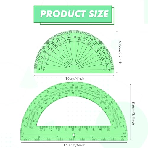 EBOOT 2 Pcs Plastic Protractors - color: Green