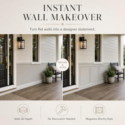 Pre-Cut Paintable Wall Molding Kit, 3 Set Accent Wall Panels (31.5"x 31.5") - size: 31.5"x 31.5"