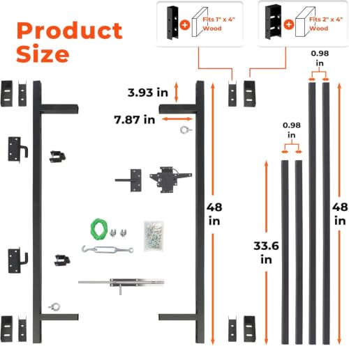 Heavy Duty Steel Frame Metal DIY Gate Building Kit for 36-60" Wide - color: Black for 5 to 6 Feet High Fence