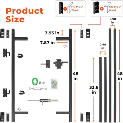 Heavy Duty Steel Frame Metal DIY Gate Building Kit for 36-60" Wide - color: Black for 5 to 6 Feet High Fence