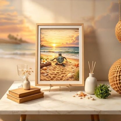 5D Sea Turtle Beach Sunset Diamond Art kits for Adults Beginners 12x16inch - color: KM1282-1
