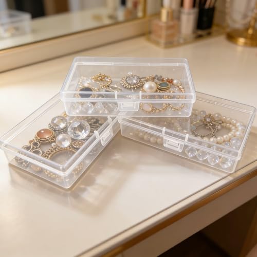12 Pack Rectangular Clear Plastic Storage Containers - size: 5.3 x 3.1 x 1.18 inch