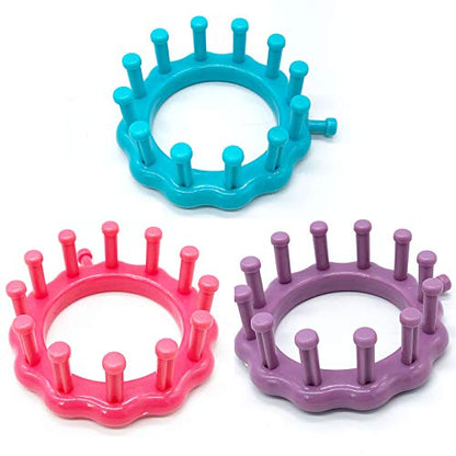 WAYION Round Knitting Loom Plastic Hat Weaving Looms Kit with Loom Hook/Needle, Creativity for Friends Small Knitting Loom Kit - Perfect for Sock, Hat, Leg & Arm Warmers, Scarf & More (Pink)