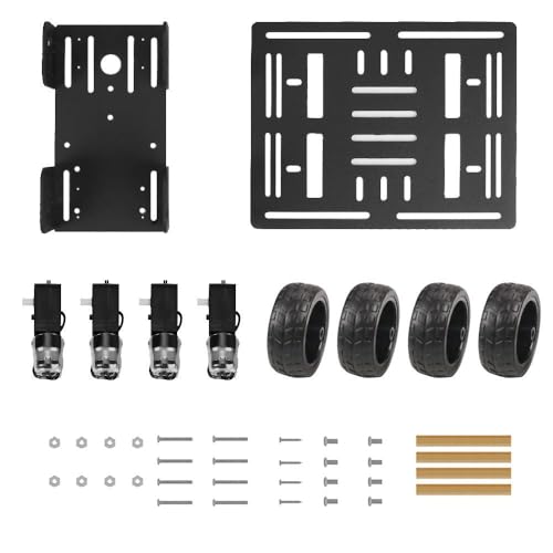 LewanSoul 4WD Smart Chassis Car Kit with Aluminum Alloy Chassis, TT Motor, 66mm Wheels, Robotic Moving Platform (Black, Unassembled)