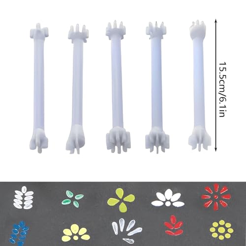 Corey-z Dot Painting Tools Set – 5 Dual-Ended White Dotting Pens with 10 Unique Patterns for Mandala, Rock Painting, and Floral Dot Art – Perfect for Beginners and Artists