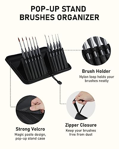 Nicpro Kolinsky Sable Miniature Paint Brushes, 11PCS Fine Detail Brush Set - size: 11 PCS (black)