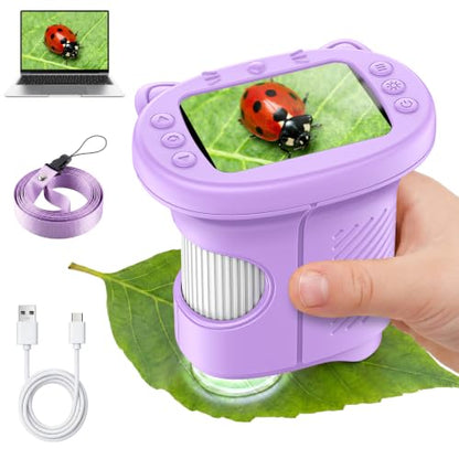Alotwan Kids Handheld Microscope, 1000X Digital Pocket Microscope for 3-12 - color: Purple