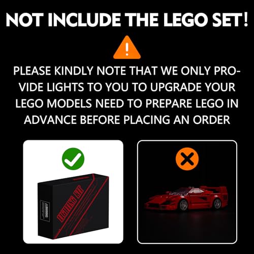 LED Lighting Compatible with LEGO Ferrari F40 Supercar 76934, Light Kit Compatible with LEGO 76934, Giving Light to Model, NOT Included The Model Set(Typical Version)