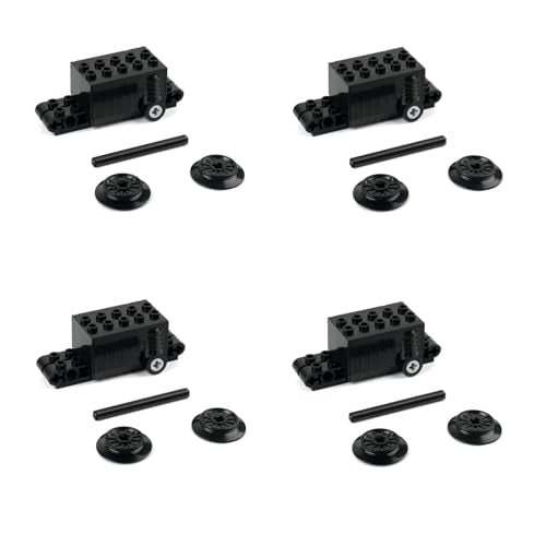Pull Back Motor for Building Blocks Cars, 4 Pack, with Train Wheel and Axle, MOC Brick DIY Educational Toy Accessory