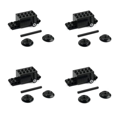 Pull Back Motor for Building Blocks Cars, 4 Pack, with Train Wheel and Axle, MOC Brick DIY Educational Toy Accessory