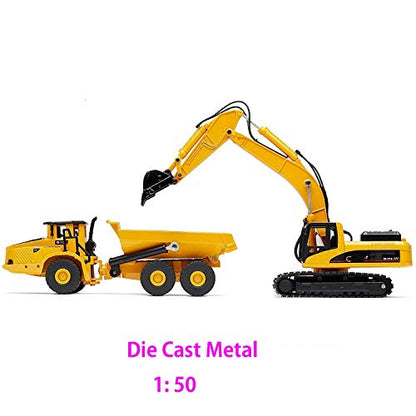 Ailejia 1/50 Scale Articulated Dump Truck Excavator Toy Alloy Models Construction Vehicle s Model Engineering Car Toy boy Gift (Engineering car Suit) - color: Engineering Car Suit