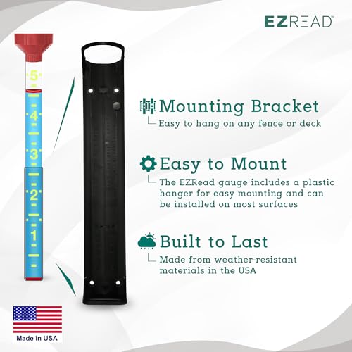 Headwind EZRead 26” Giant Professional Outdoor rain Gauge, USA Made Heavy Duty All Weather Freeze Proof mountable with Float, Red (820-0006) - color: Red, size: 26-Inch