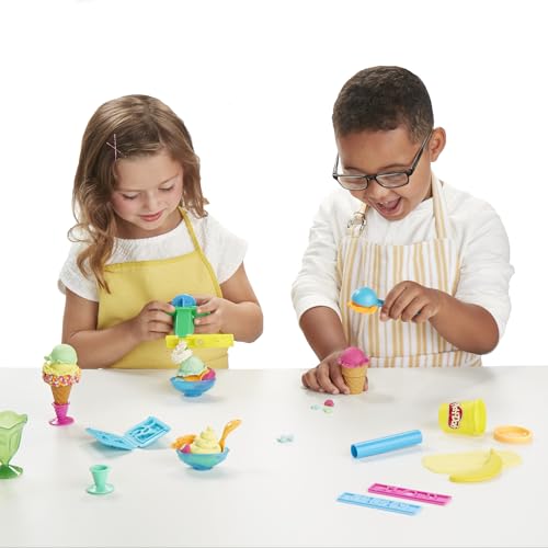 Play Doh Kitchen Creations Ice Cream Party Set with 22 Tools & 6 Colors, 2-Ounce Cans, Back to School Classroom Supplies, Preschool Toys, Ages +3 (Amazon Exclusive)